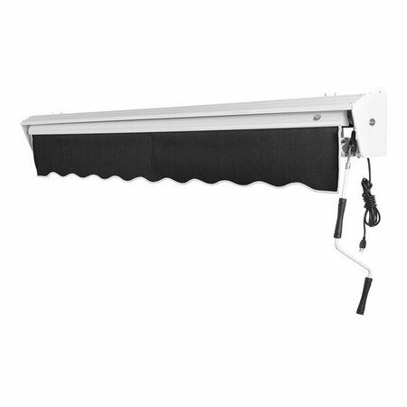 AWNTECH Destin 12' Black Heavy-Duty Right Motor Retractable Patio Awning with Protective Hood 237DTR12K